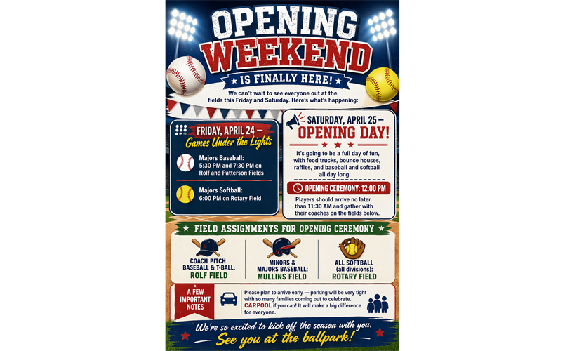 Opening Weekend is Here! April 24 & 25 - Everything You Need to Know